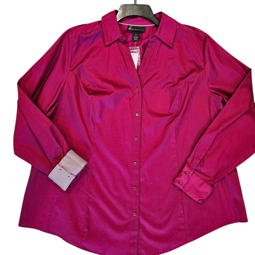 New Lane Bryant Magenta Button-Down Shirt